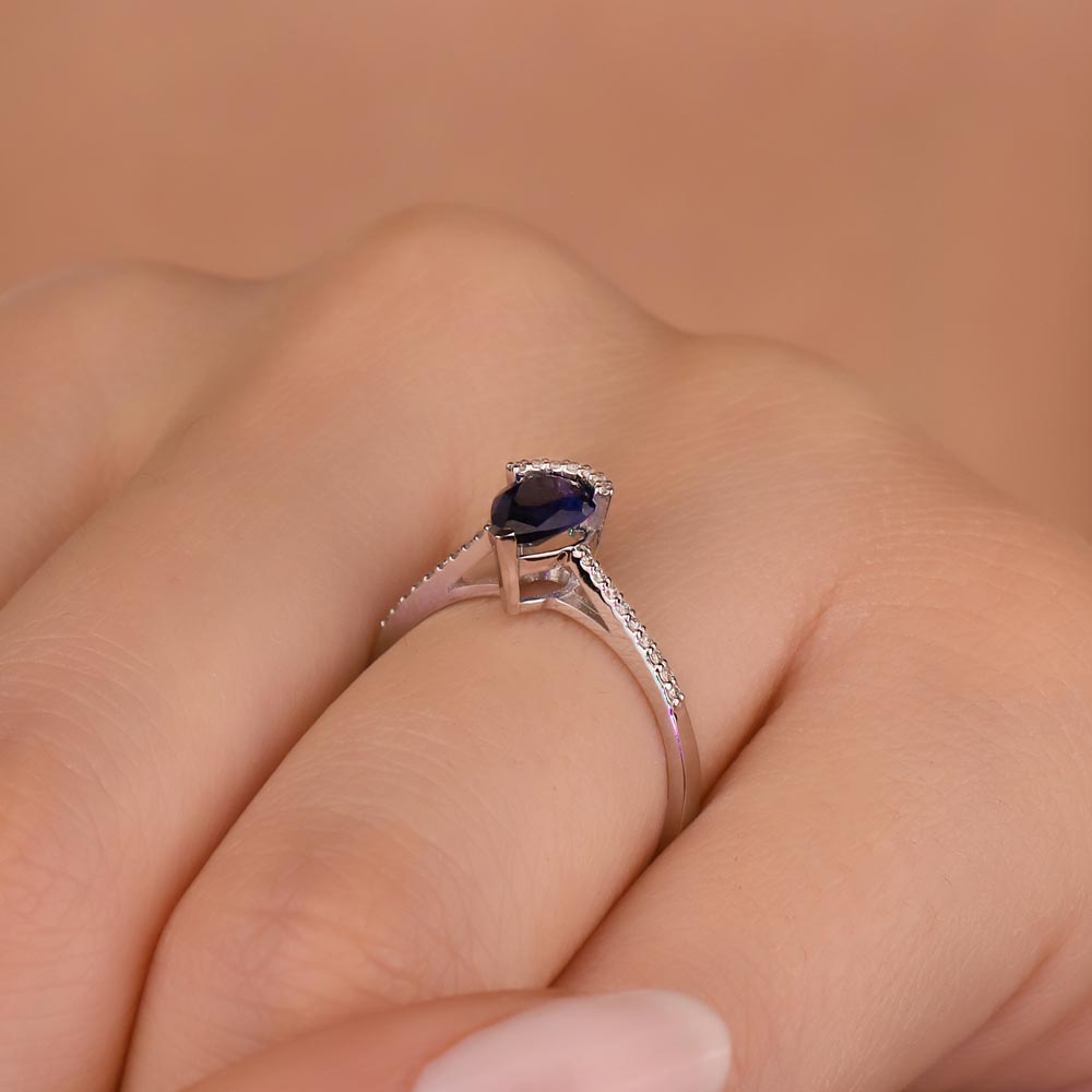 1,09 Karat Laboratuvar Pırlanta Royale Safir Yüzük - FP09684