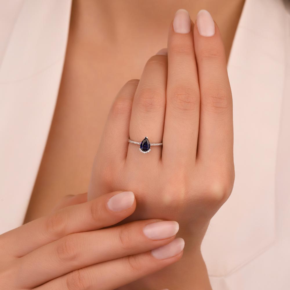1,09 Karat Laboratuvar Pırlanta Royale Safir Yüzük - FP09684