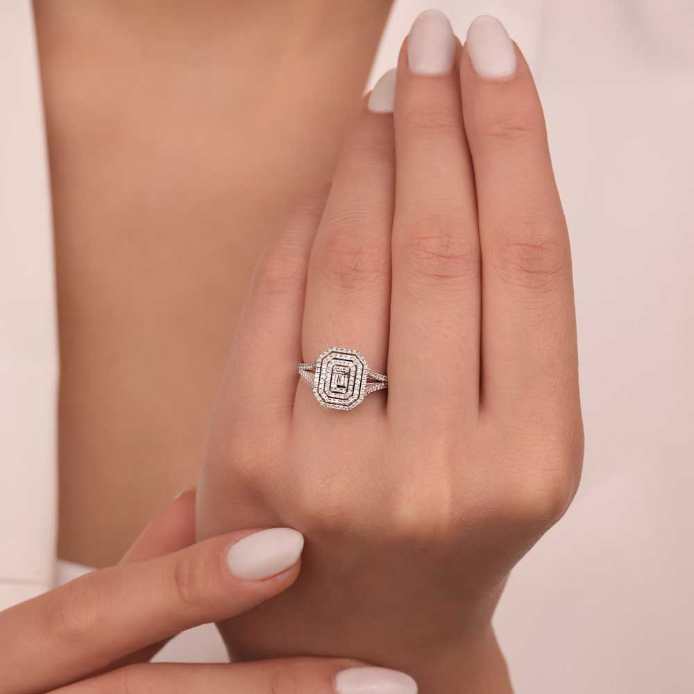 1.12 Karat Laboratuvar Pırlanta Damla Blue Topaz Yüzük - FP01057