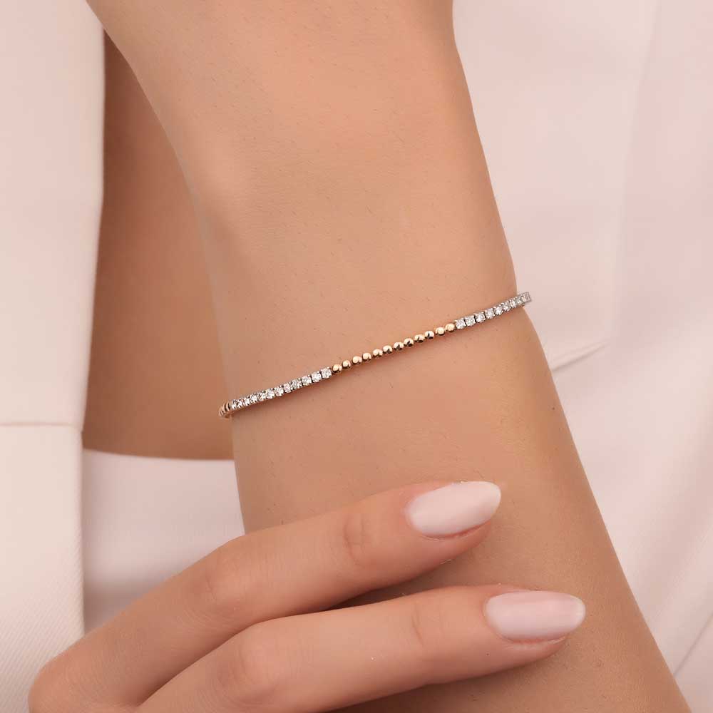 1.15 Karat Laboratuvar Pırlanta Çift Renk Suyolu Bileklik - FP05342