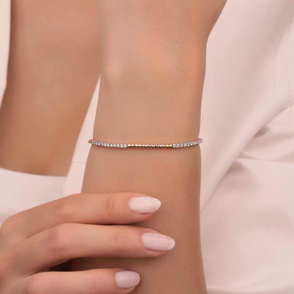1.15 Karat Laboratuvar Pırlanta Çift Renk Suyolu Bileklik - FP05342