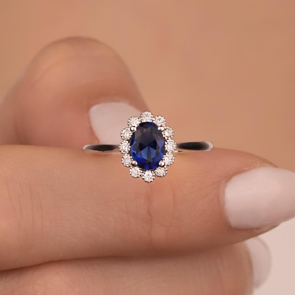 1.17 Karat Laboratuvar Pırlanta Oval Royale Safir Yüzük - FP10287