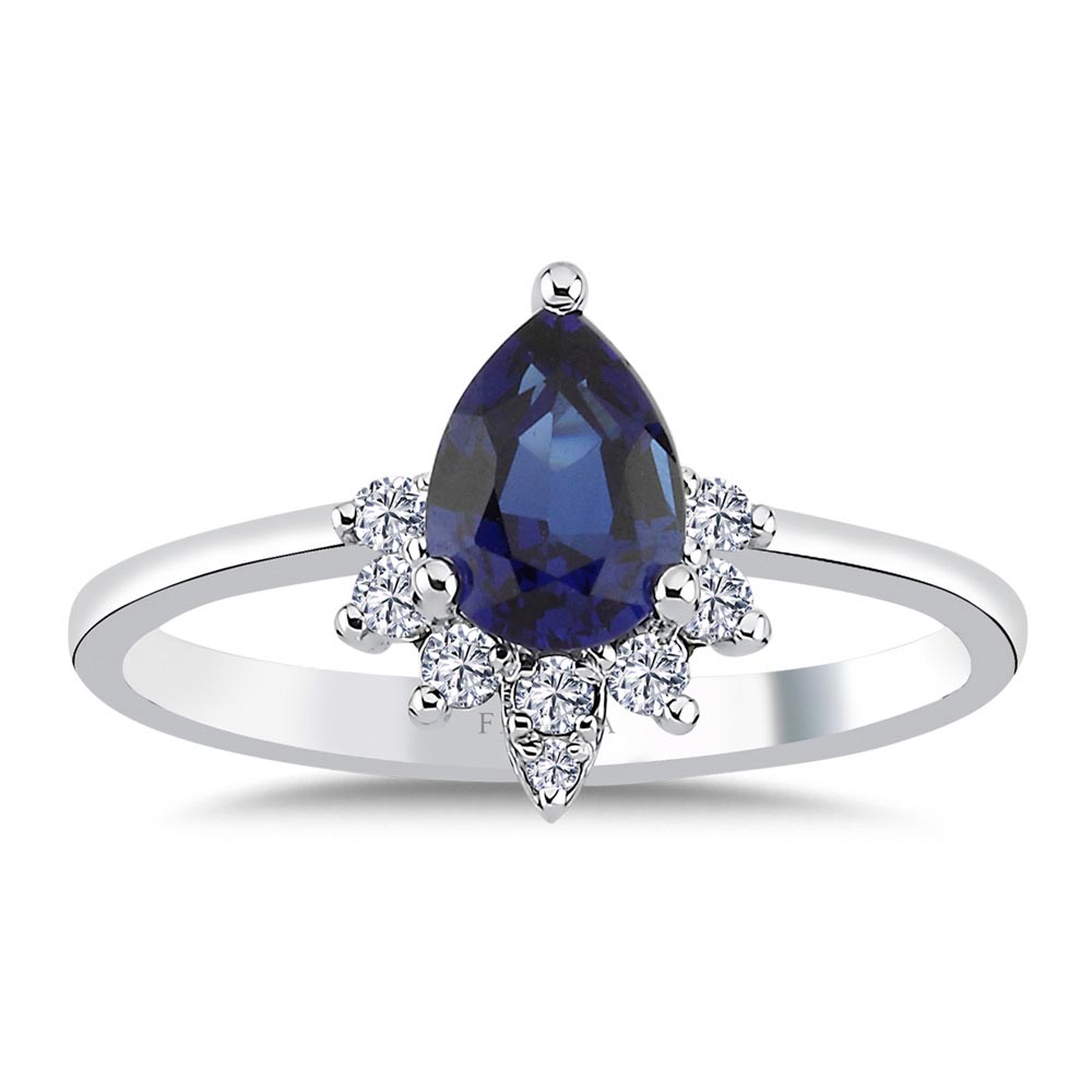 1.26 Karat Damla Royale Safir Pırlanta Yüzük - FP02939