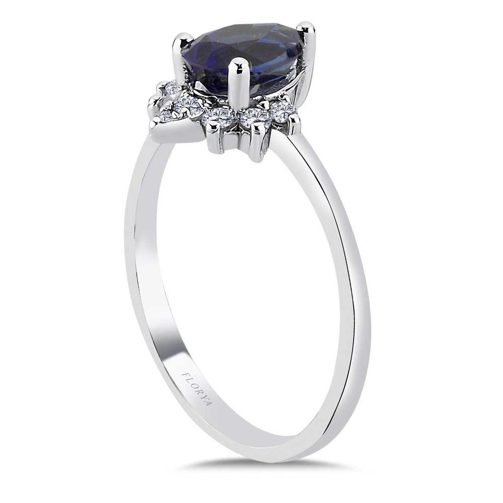 1.26 Karat Damla Royale Safir Pırlanta Yüzük - FP02939