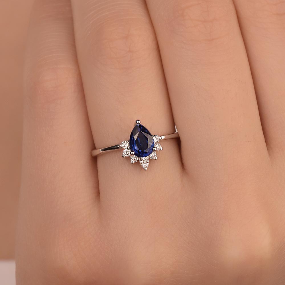 1.26 Karat Damla Royale Safir Pırlanta Yüzük - FP02939