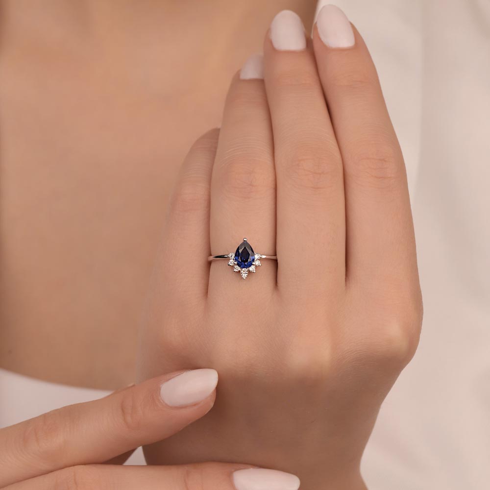 1.26 Karat Damla Royale Safir Pırlanta Yüzük - FP02939