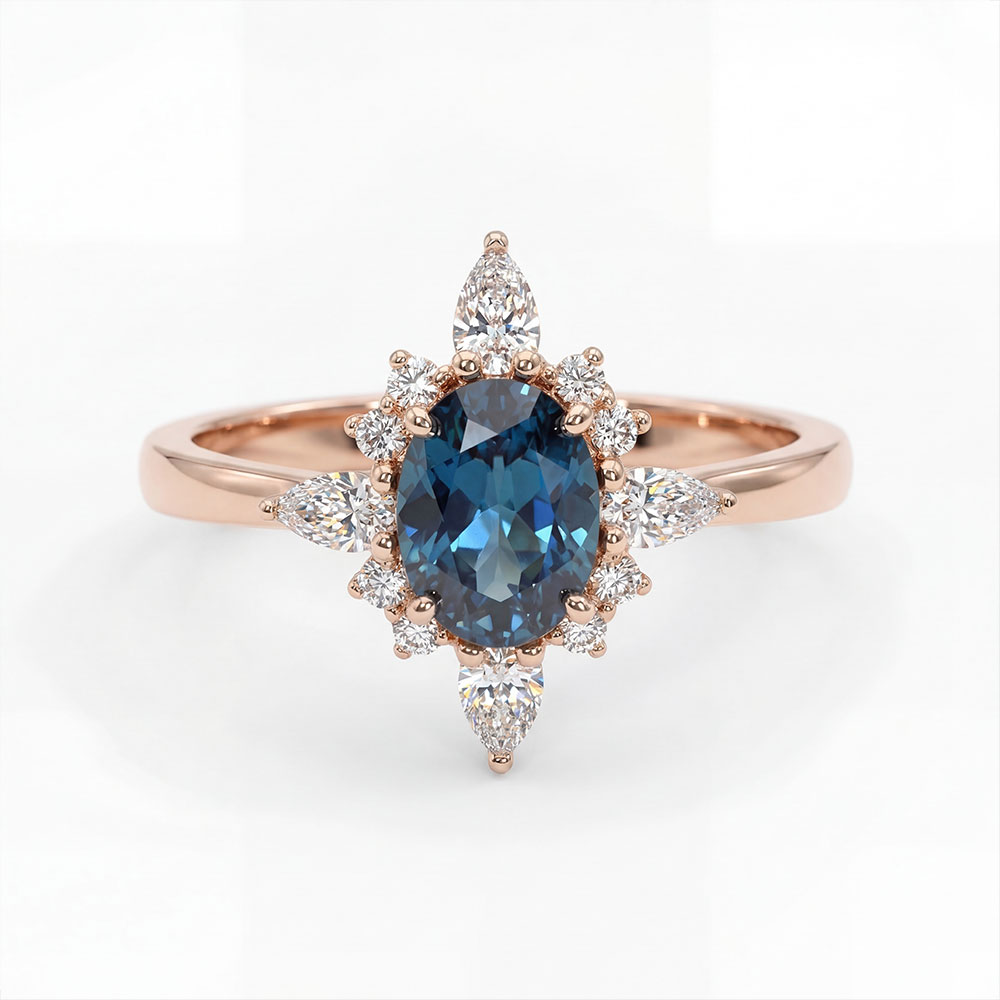 1.27 Karat London Blue Topaz Vintage Pırlanta Yüzük - FP05789