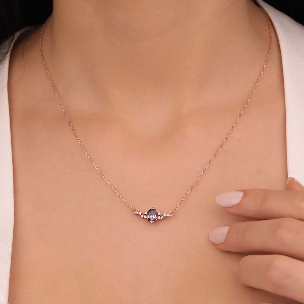 1,28 Karat Pırlanta Alexandrite Taşlı Kolye - LP05344