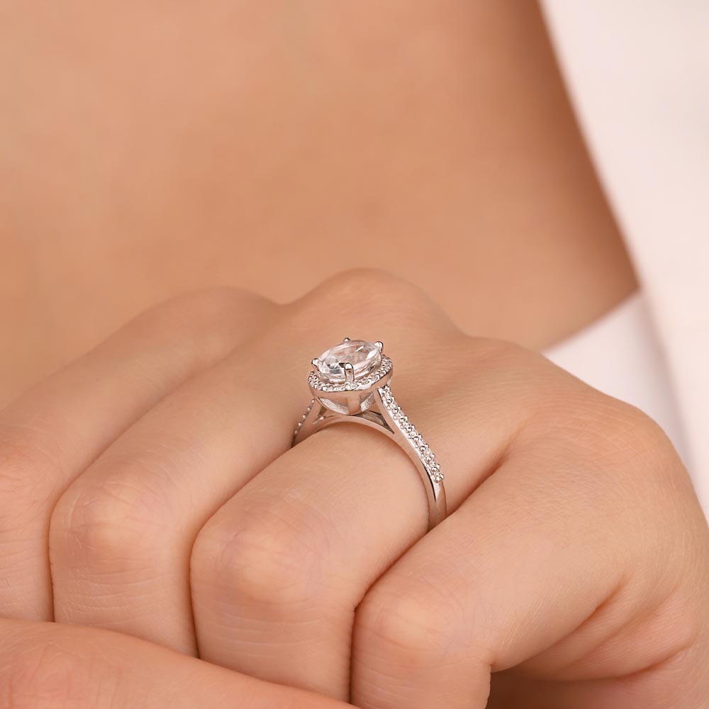 1.30 Karat Laboratuvar Pırlanta Beyaz Topaz Tektaş Yüzük - FP11650
