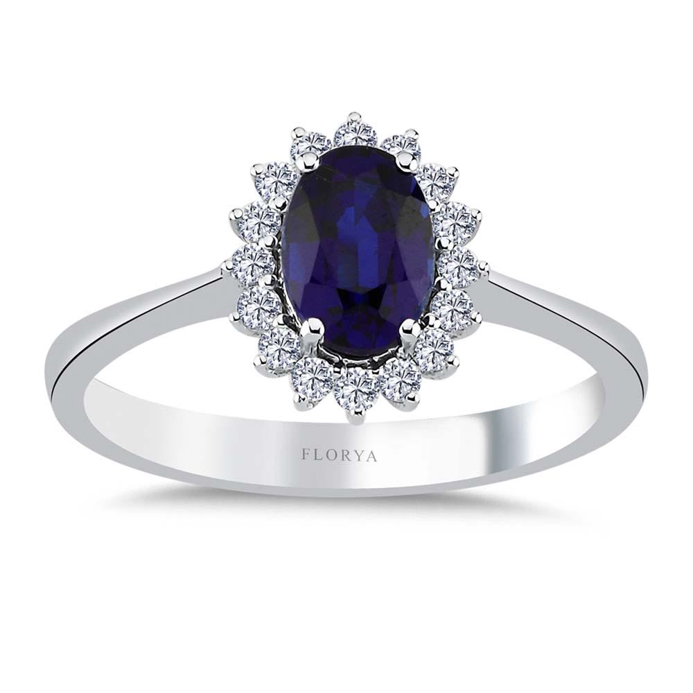 1,30 Karat Laboratuvar Pırlanta Oval Royale Safir Yüzük - FP03827