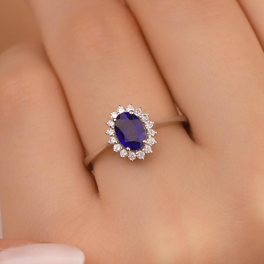 1,30 Karat Laboratuvar Pırlanta Oval Royale Safir Yüzük - FP03827