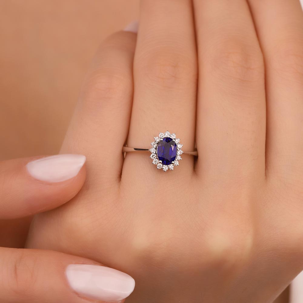 1,30 Karat Laboratuvar Pırlanta Oval Royale Safir Yüzük - FP03827