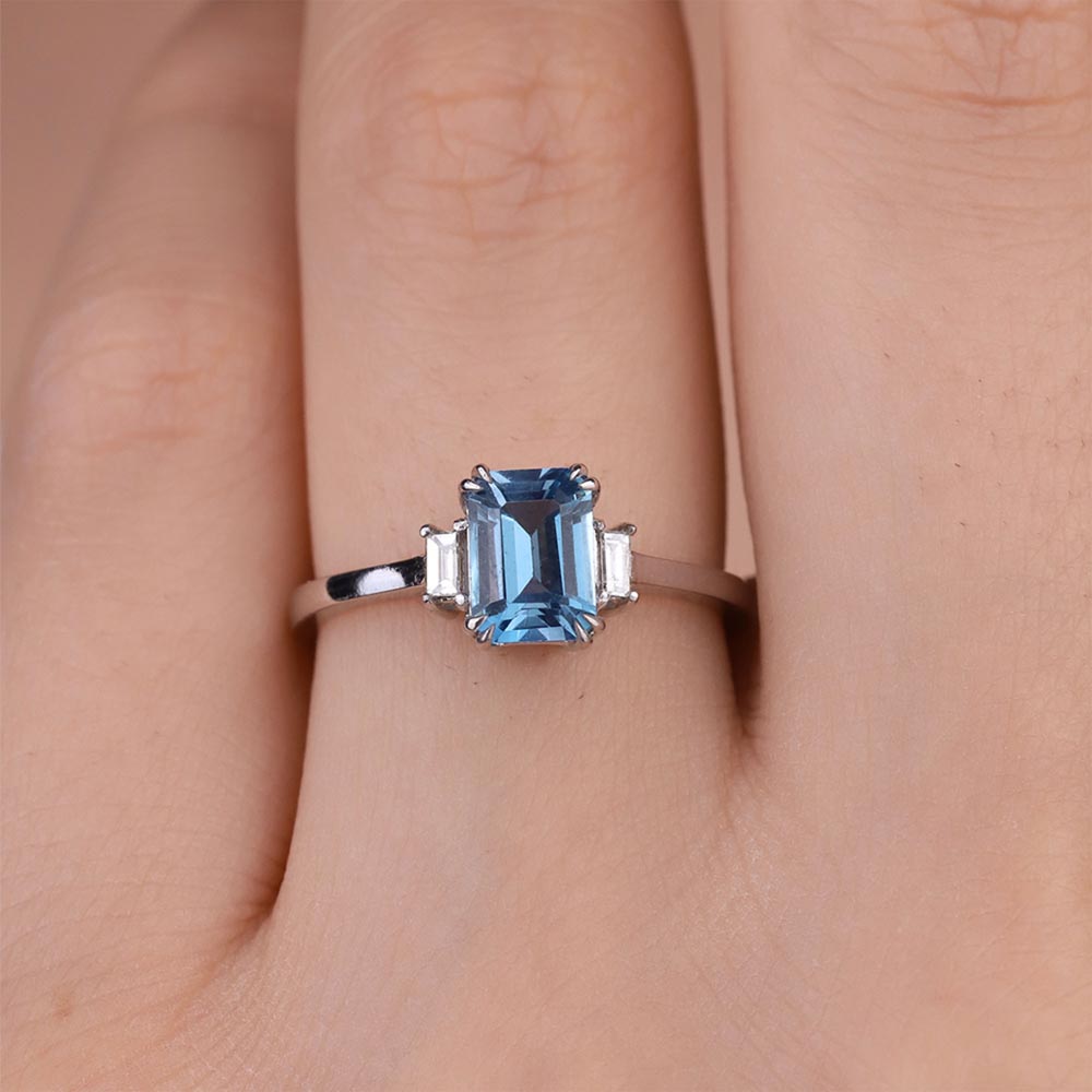 1,32 Karat Lab Pırlanta Bluetopaz Yüzük