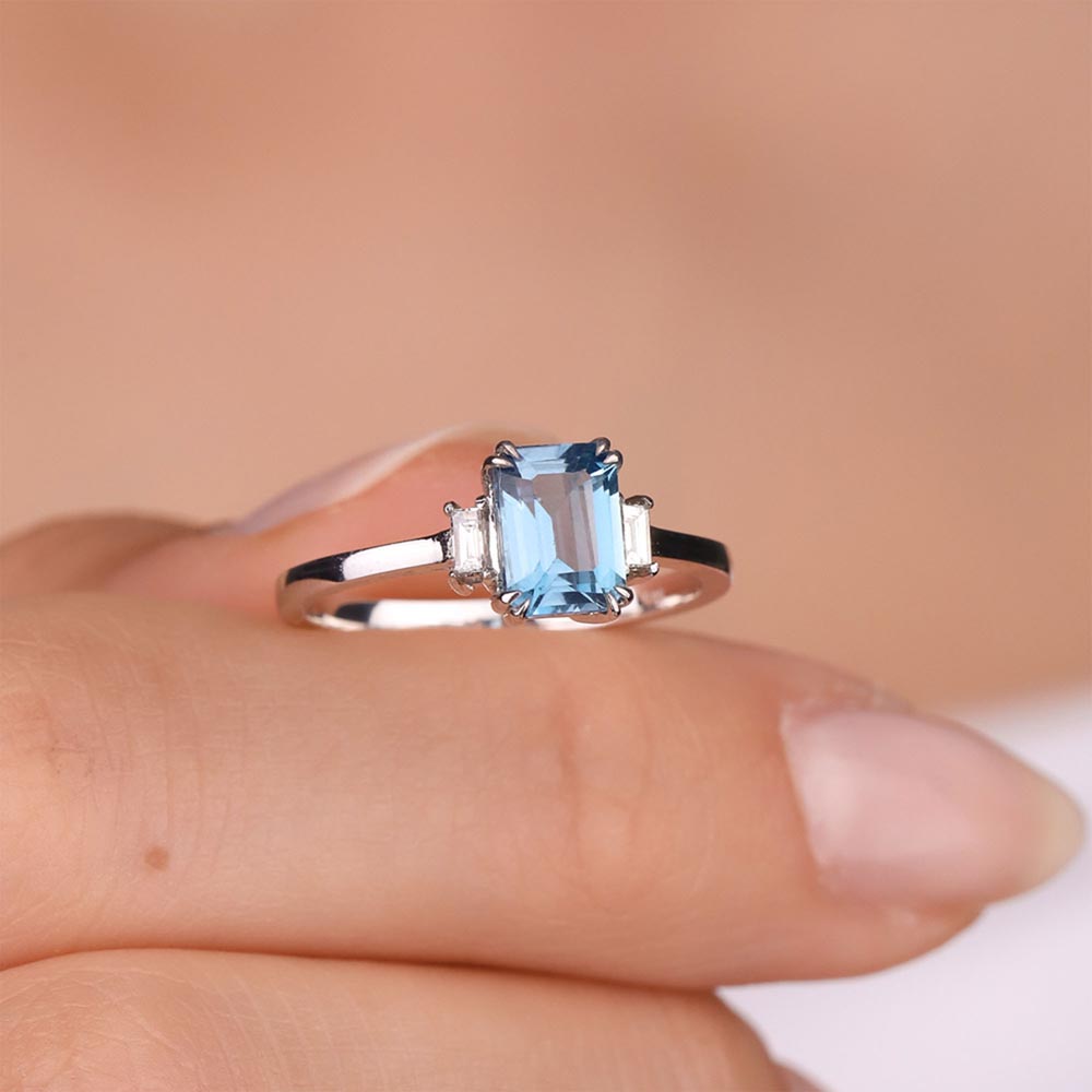 1,32 Karat Lab Pırlanta Bluetopaz Yüzük