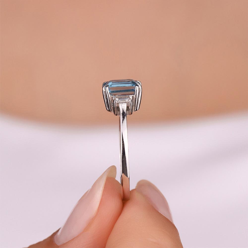 1,32 Karat Lab Pırlanta Bluetopaz Yüzük
