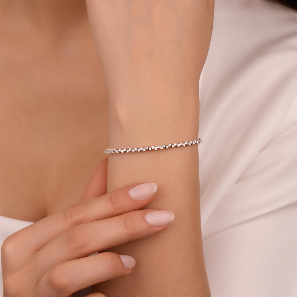 1,60 Karat Laboratuvar Pırlanta Çapraz Su Yolu Bileklik - FP10163