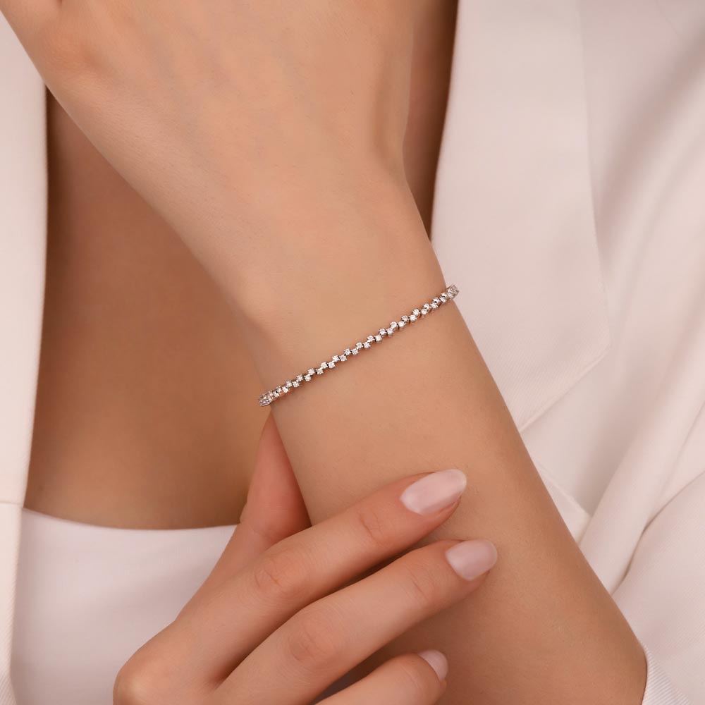 1,60 Karat Laboratuvar Pırlanta Çapraz Su Yolu Bileklik - FP10163