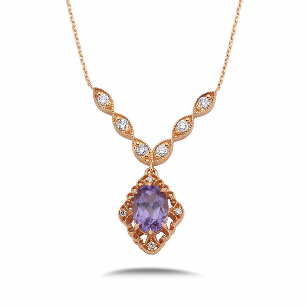 1.74 Karat Alexandrite Taşlı Vintage Pırlanta Kolye - FP11214