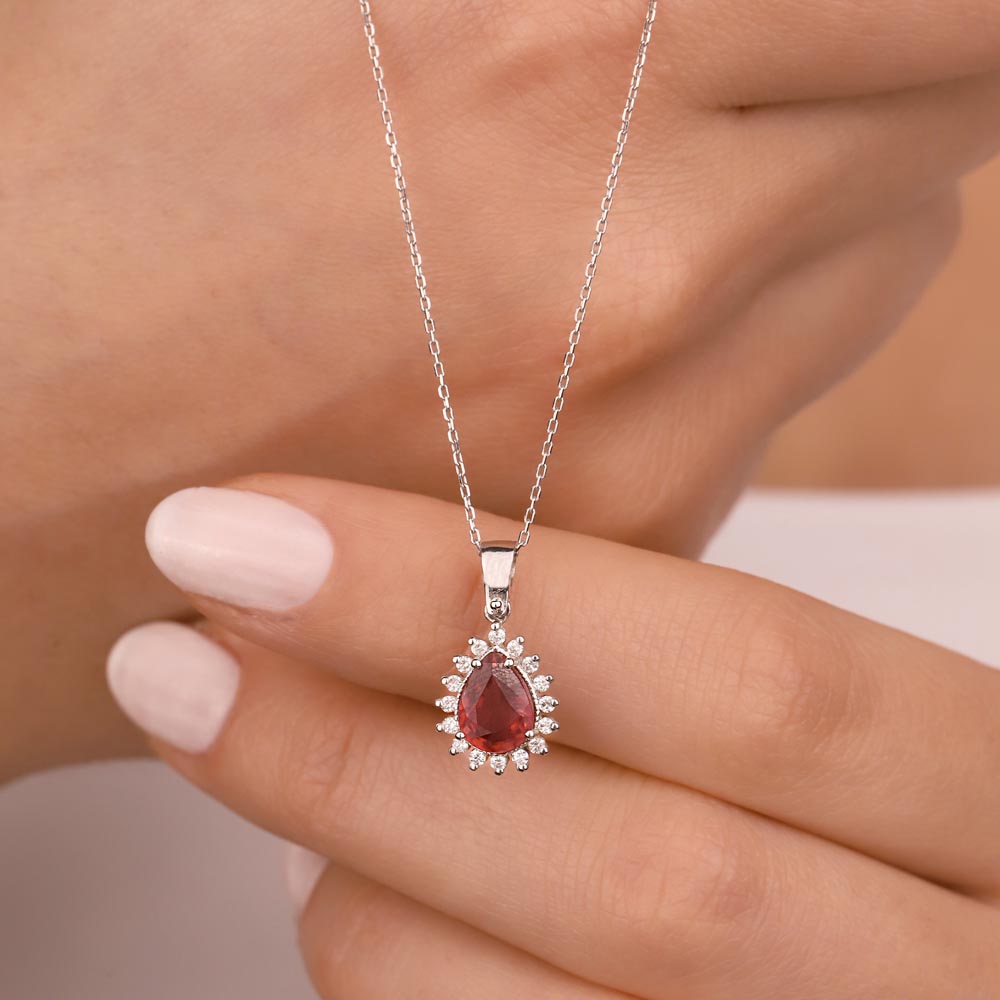 1,75 Karat Laboratuvar Pırlanta Yakut Taşlı Kolye - FP01049