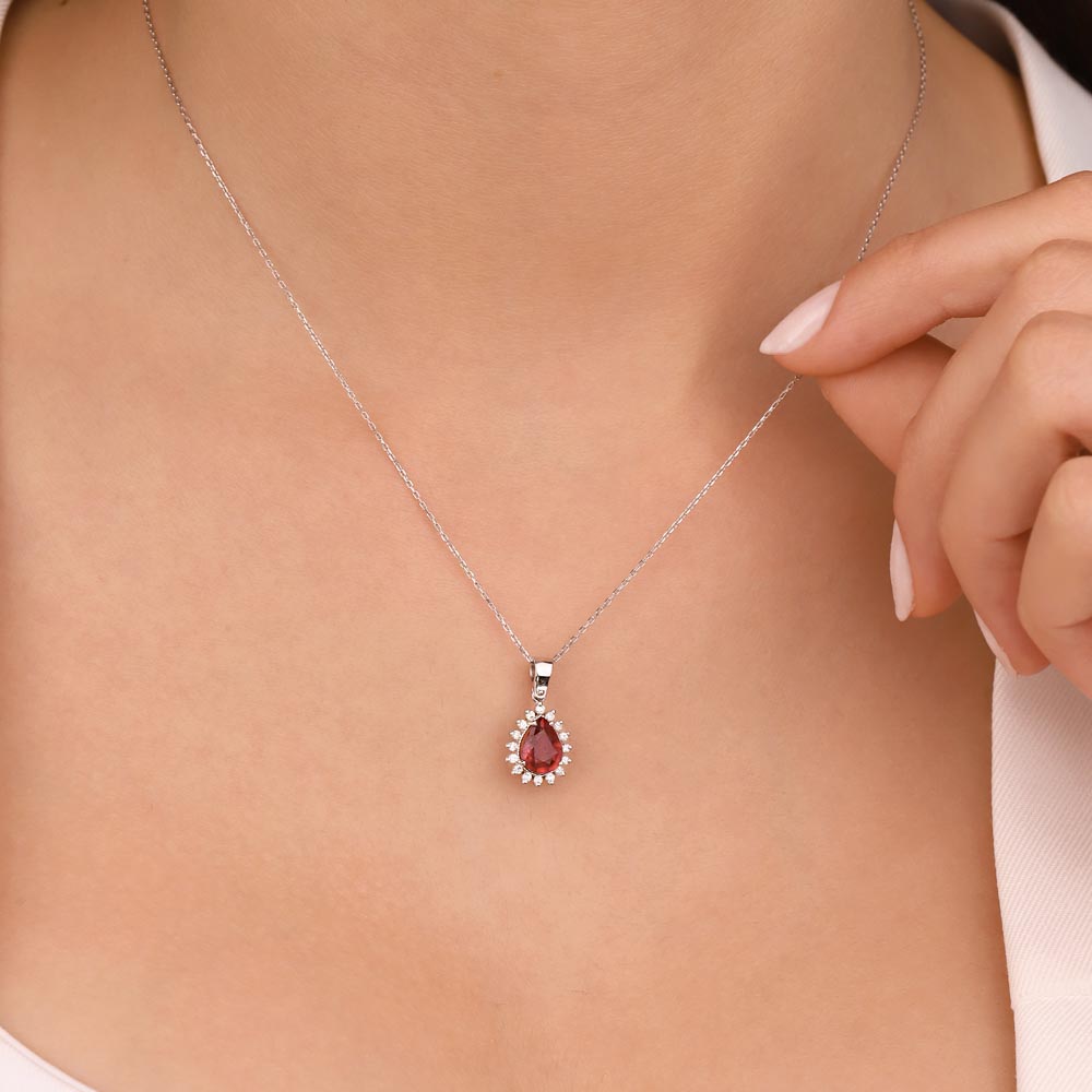 1,75 Karat Laboratuvar Pırlanta Yakut Taşlı Kolye - FP01049