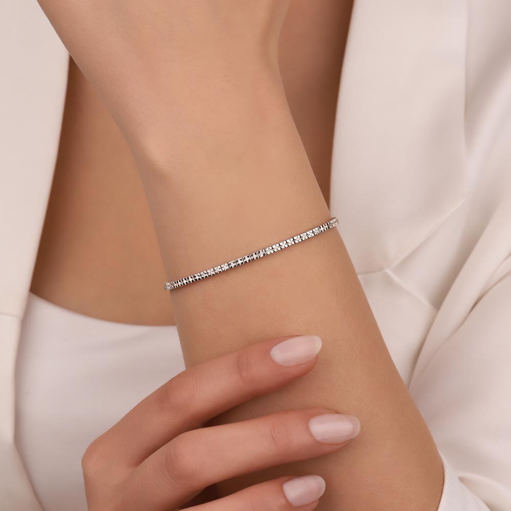 1,90 Karat Laboratuvar Pırlanta Taşlı Su Yolu Sıralı Bileklik - FP02485