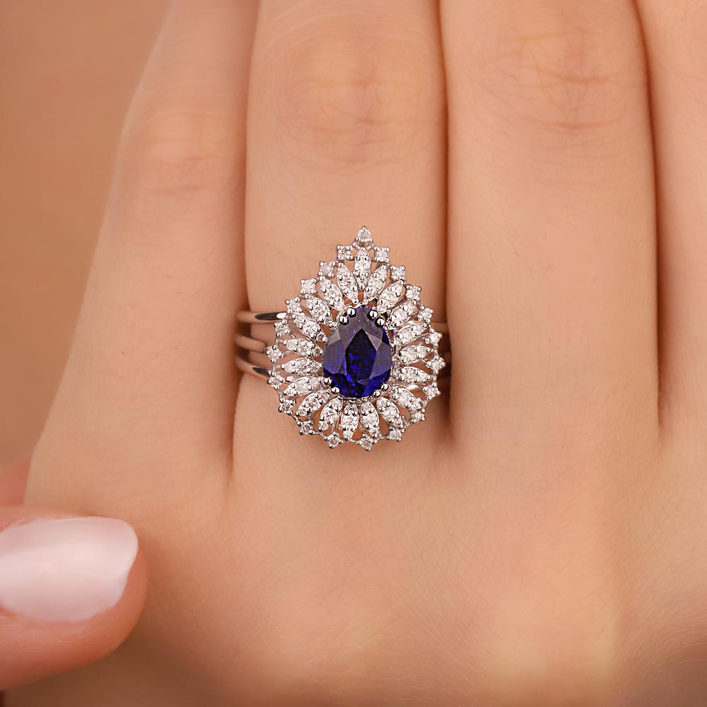 1,93 Karat. Laboratuvar Pırlanta Safir Taşlı Yüzük - FP03812