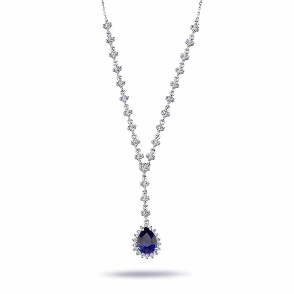 2,42 Karat Pırlanta Safir Taşlı Kolye - LP03651