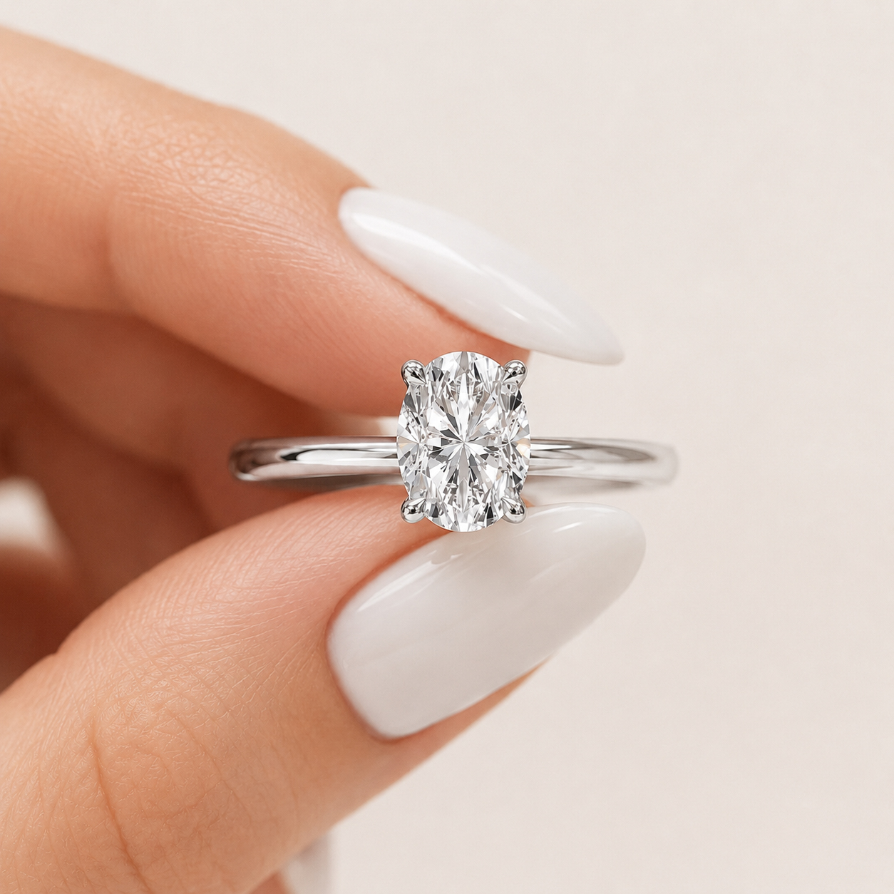 2,00 Karat Laboratuvar Pırlanta Oval Kesim Tektaş Yüzük - FP16364