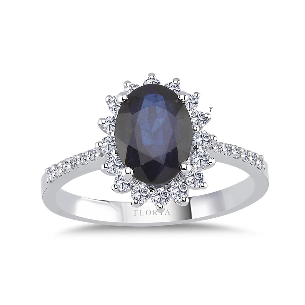2.07 Karat Laboratuvar Pırlanta Oval Royale Safir Yüzük - FP01426