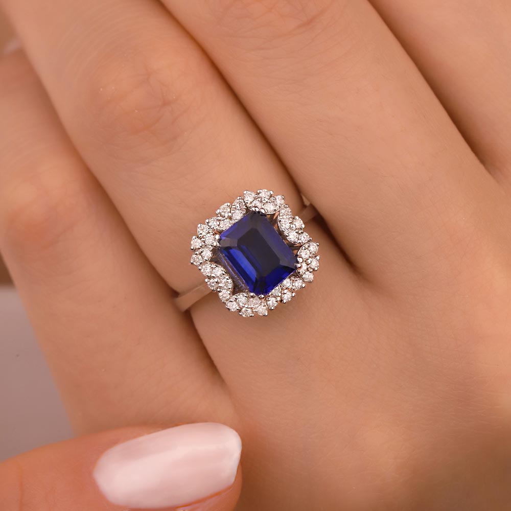 2,25 Karat Lab Pırlanta Safir Taşlı Yüzük