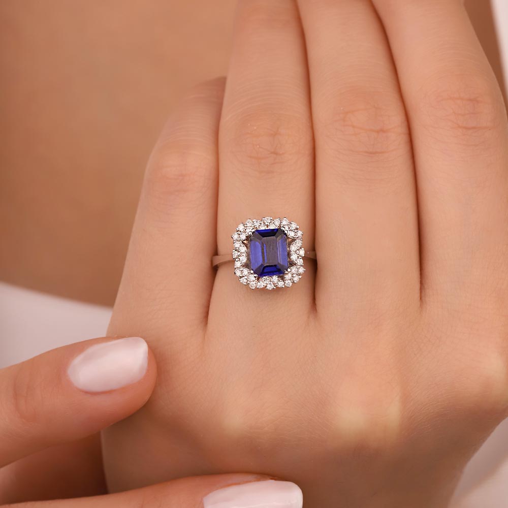 2,25 Karat Lab Pırlanta Safir Taşlı Yüzük