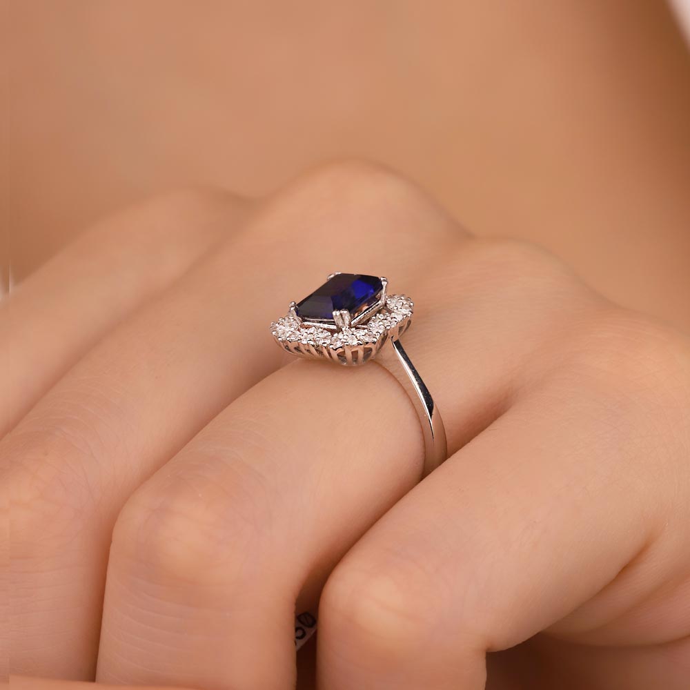 2,25 Karat Lab Pırlanta Safir Taşlı Yüzük