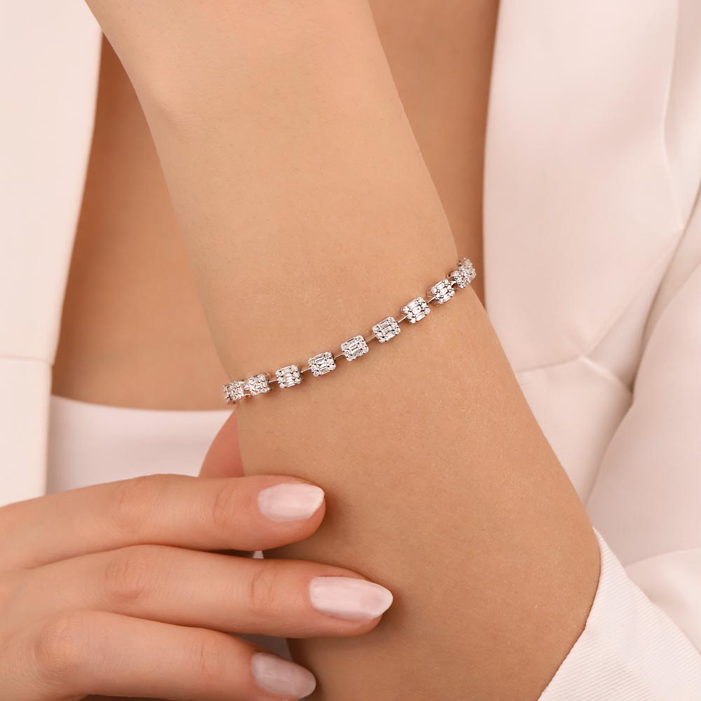 Baget Bileklikler 2,35 Karat Laboratuvar Pırlanta Baget Taşlı Bileklik - FP03345