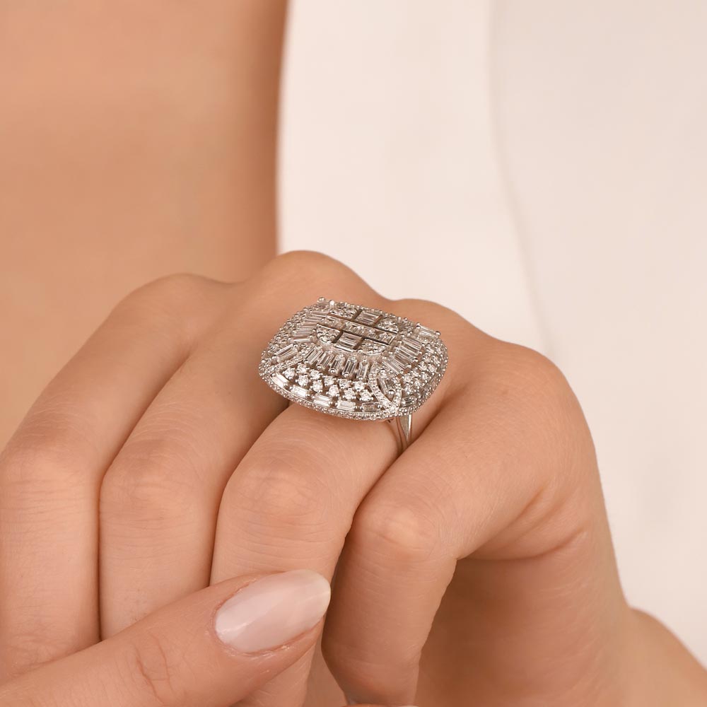 3,00 Karat Laboratuvar Pırlantalı Baget Taşlı Yüzük - FP02903