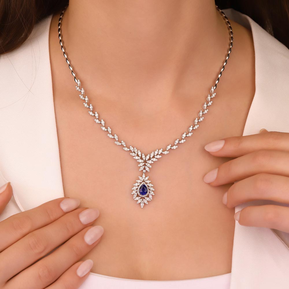 4,25 Karat Laboratuvar Pırlantalı Safir Taşlı Gerdanlık - FP03289