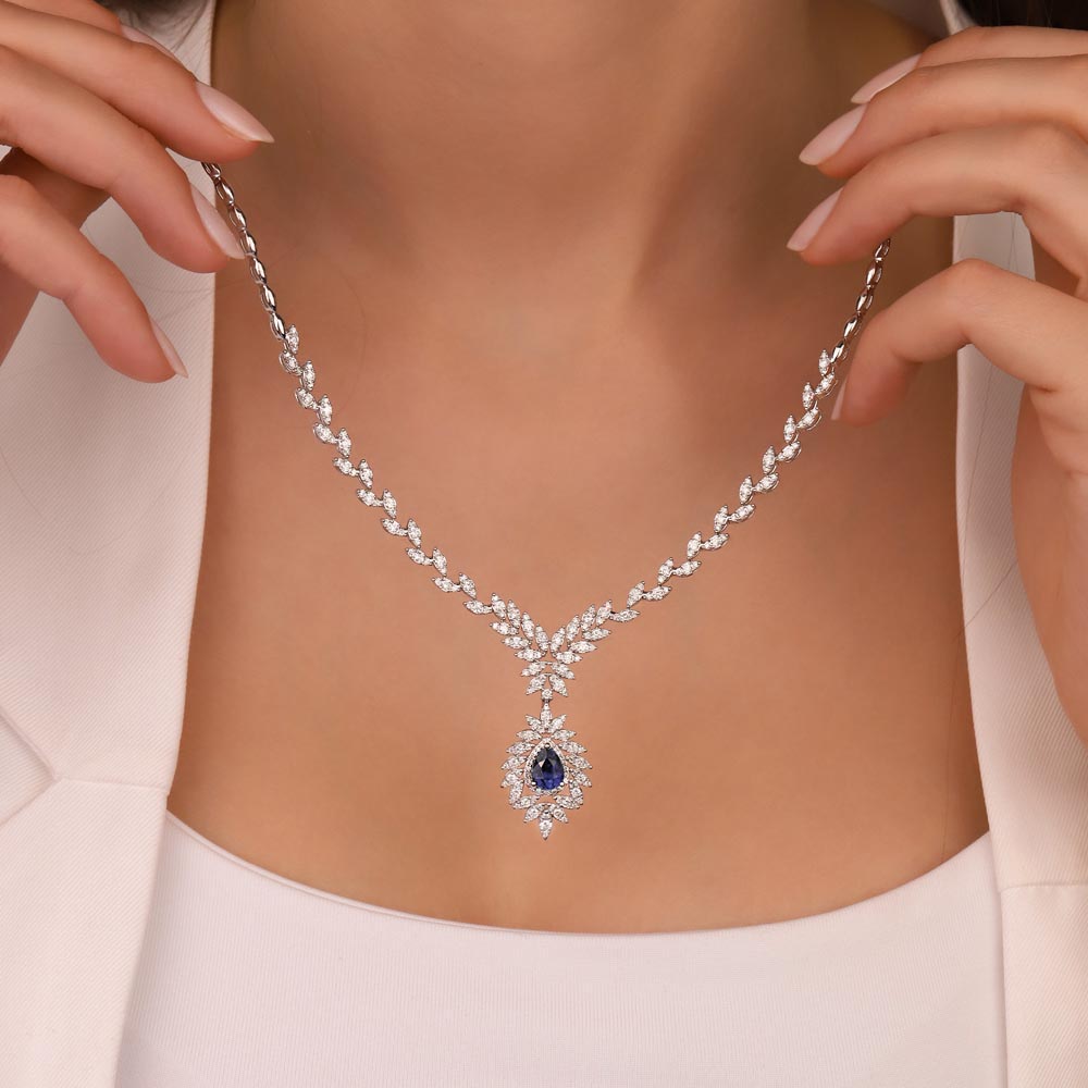 4,25 Karat Lab Pırlantalı Safir Taşlı Gerdanlık