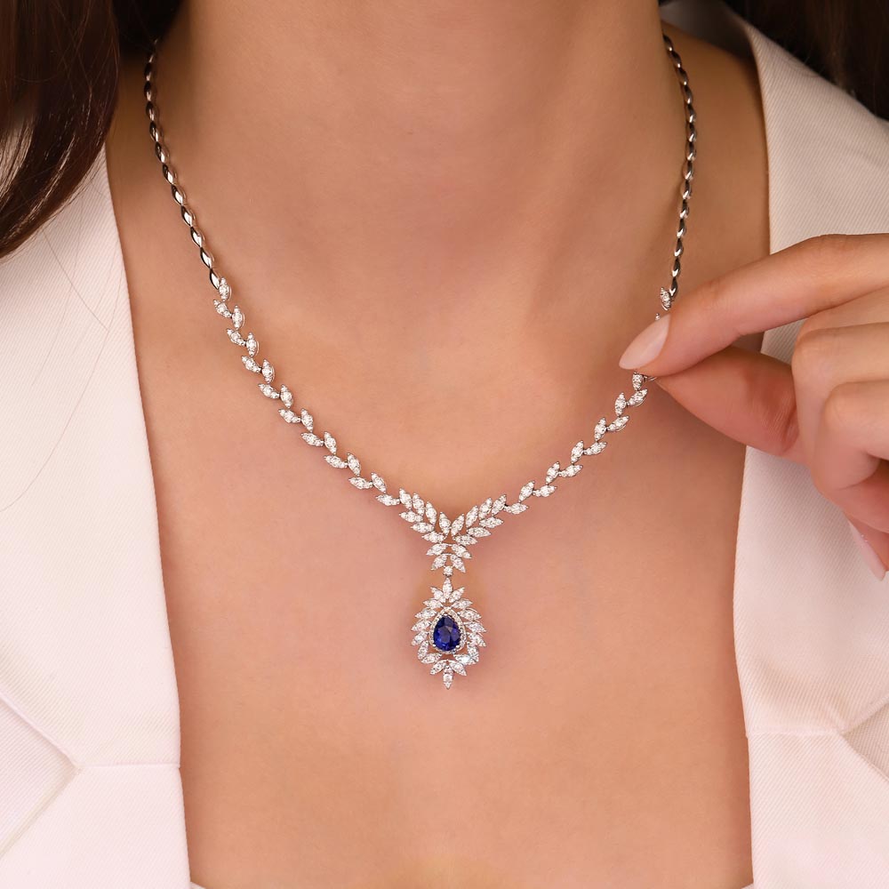 4,25 Karat Lab Pırlantalı Safir Taşlı Gerdanlık