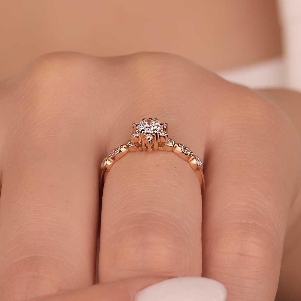 Karat Pırlanta Taşlı  Özel Tasarım Yüzük - LP05073