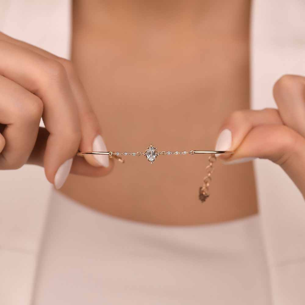 Lab Pırlanta Vintage Beyaz Topaz Hediyelik Bileklik