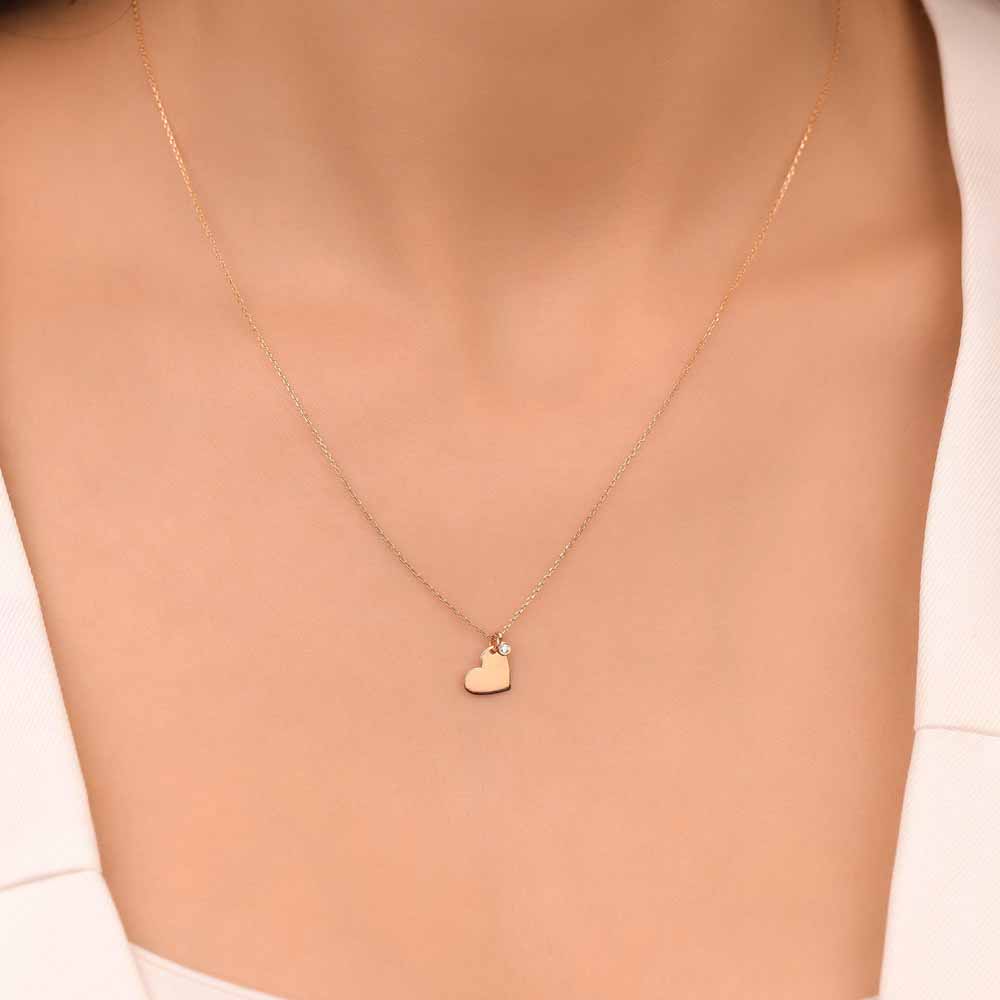 Pırlantalı Kalp Tasarım Hediyelik Kolye  - LP06627