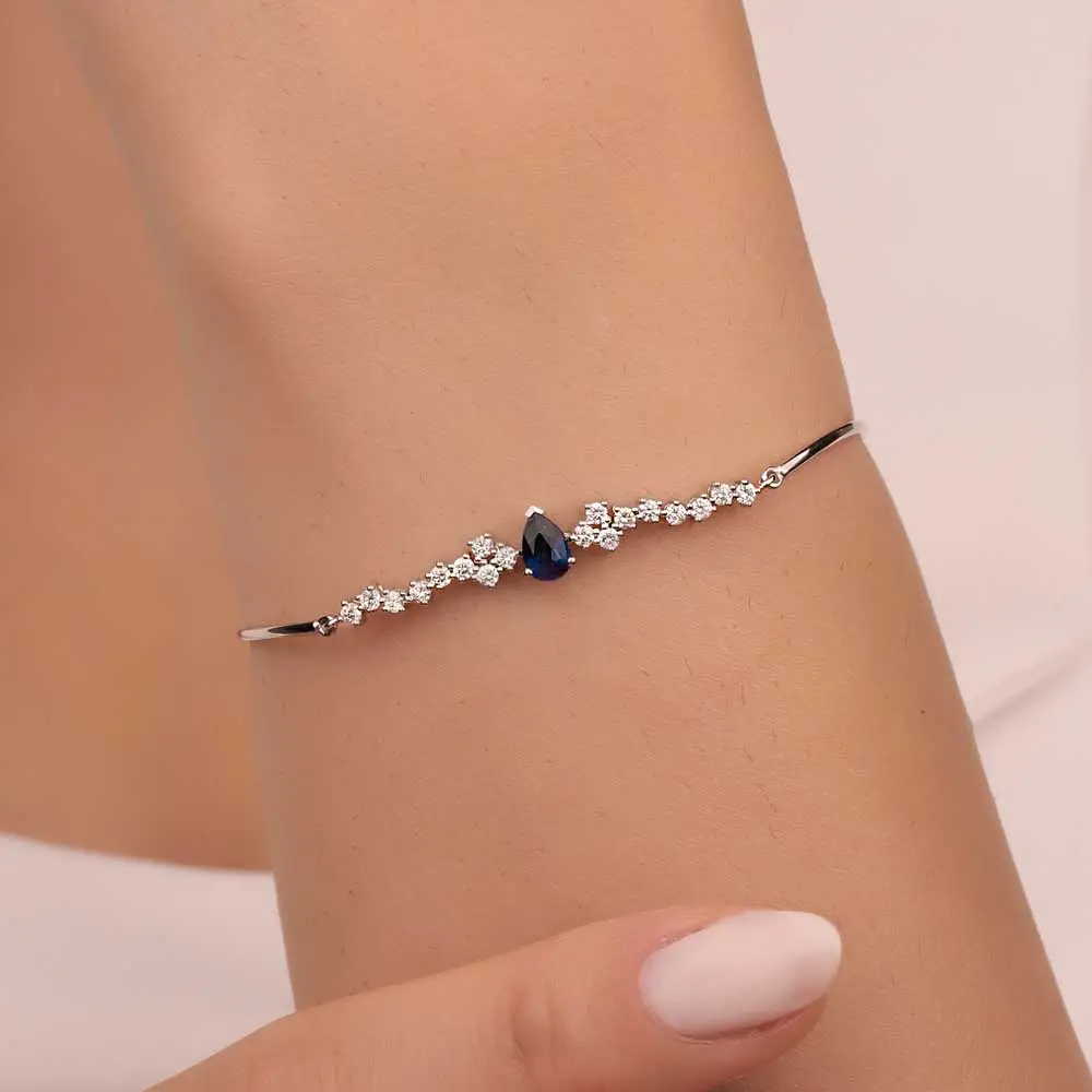 0,43 Karat Pırlantalı Safir Taşlı Bileklik