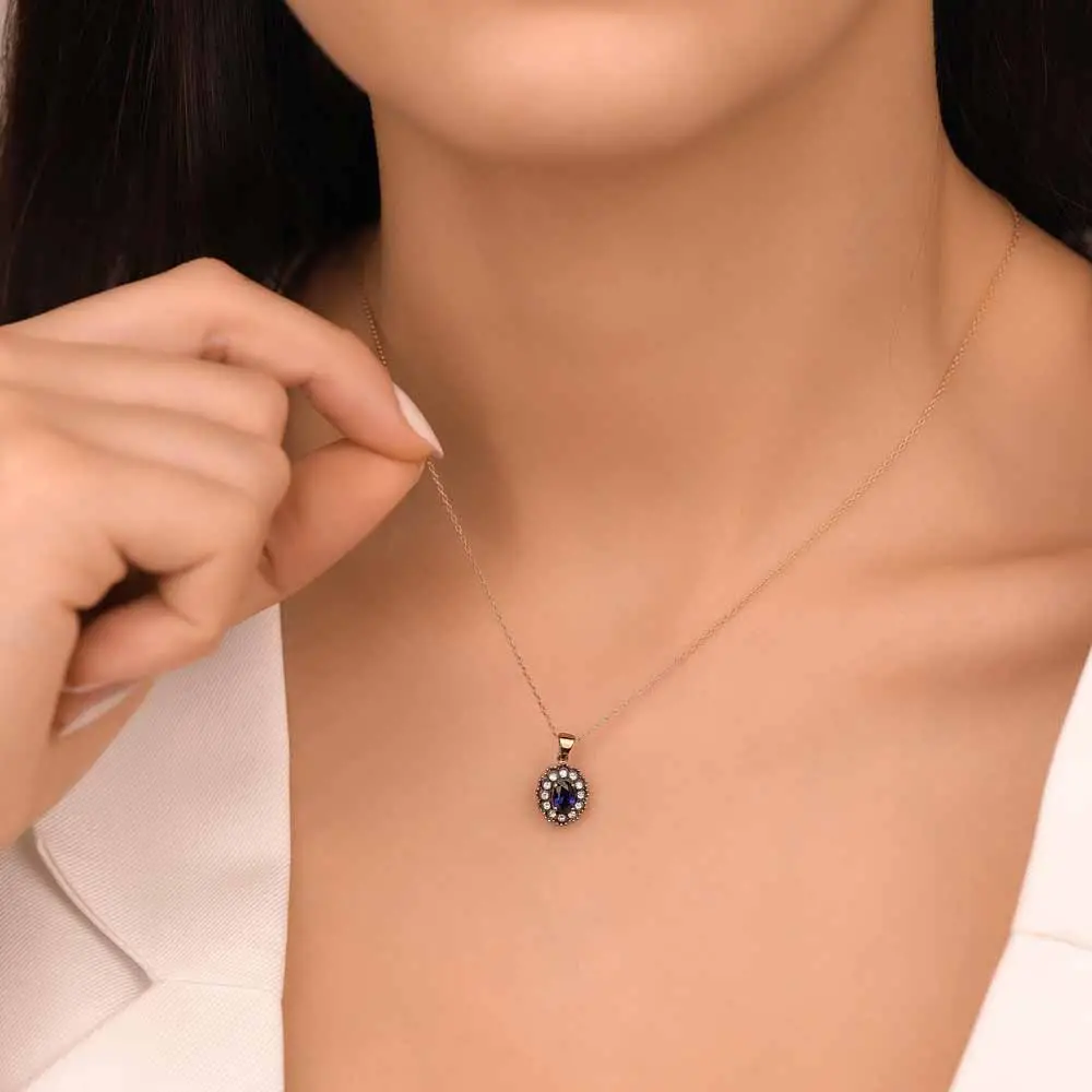 0,58 Karat Pırlanta Oval Taşlı Elmas Kolye