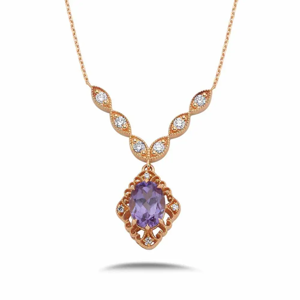 Pırlantalı Vintage Alexandrite Hediyelik Kolye 