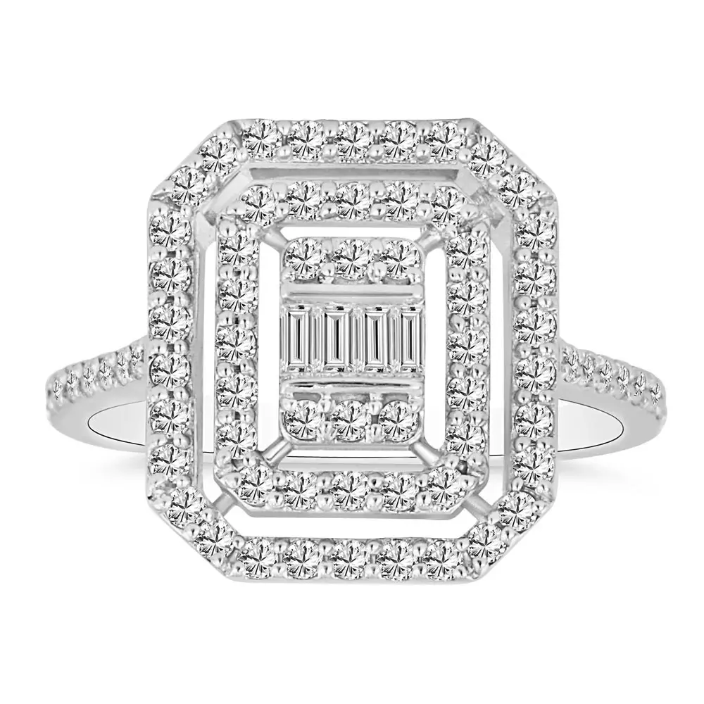 0,72 ct Çift Sıra Pırlantalı baget Yüzük