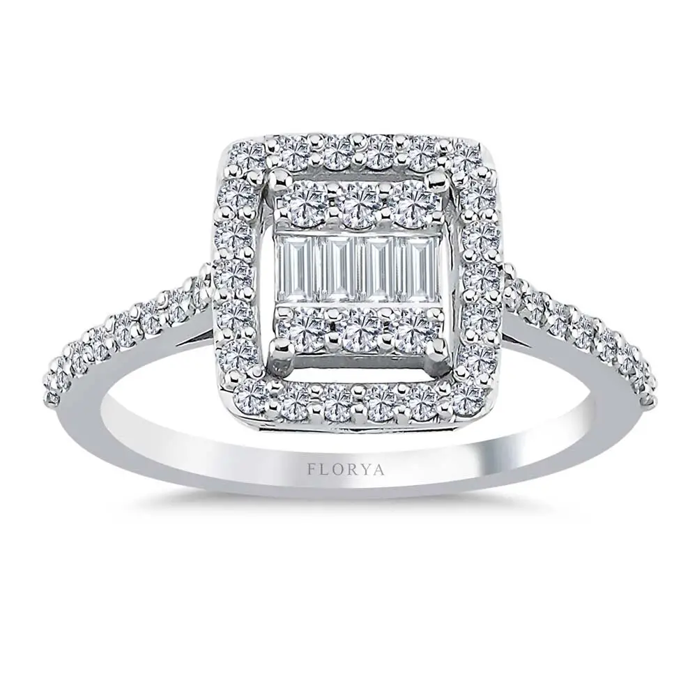 0,52 ct Pırlantalı Klasik baget Yüzük