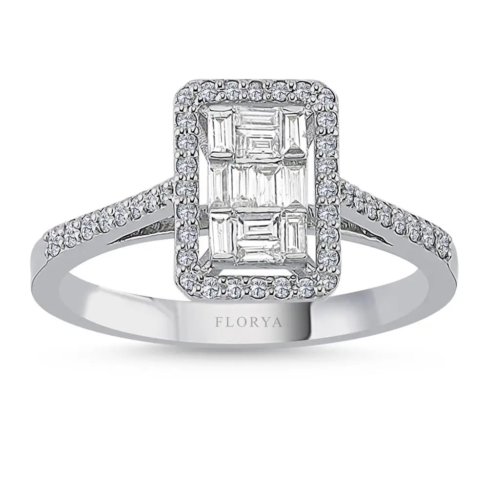 0,49 ct Pırlantalı baget Yüzük
