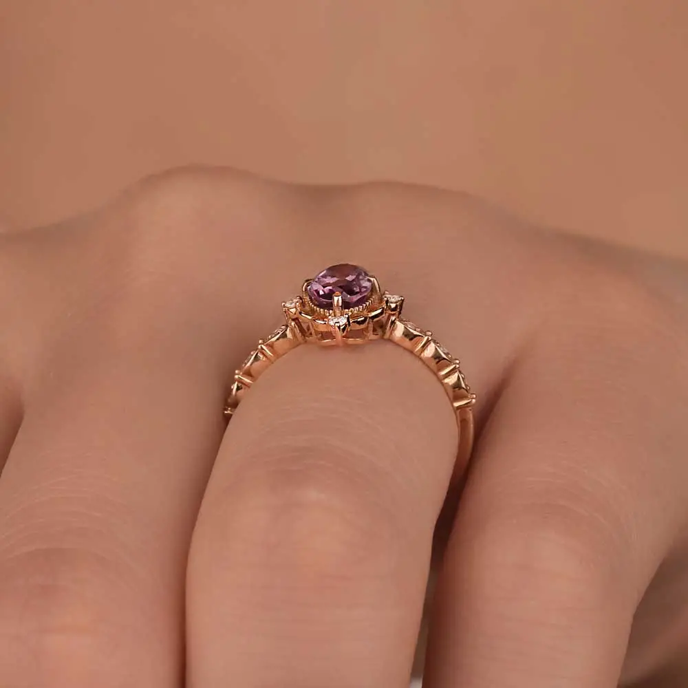 1,16 Karat Pırlantalı Vintage Alexandrite Yüzük