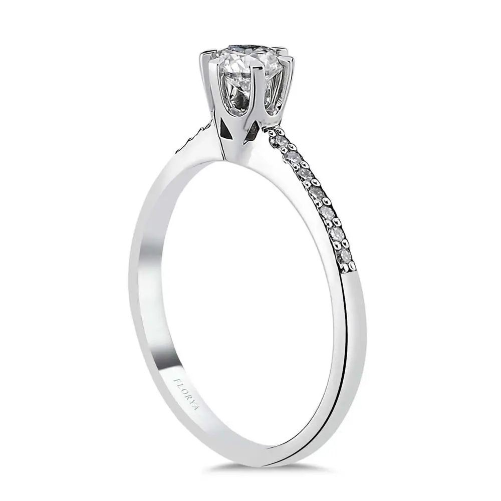 0,64 ct Pırlantalı 6 Tırnak Tektaş Yüzük