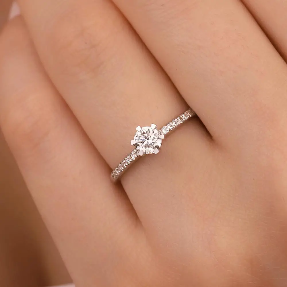 0,64 ct Pırlantalı 6 Tırnak Tektaş Yüzük