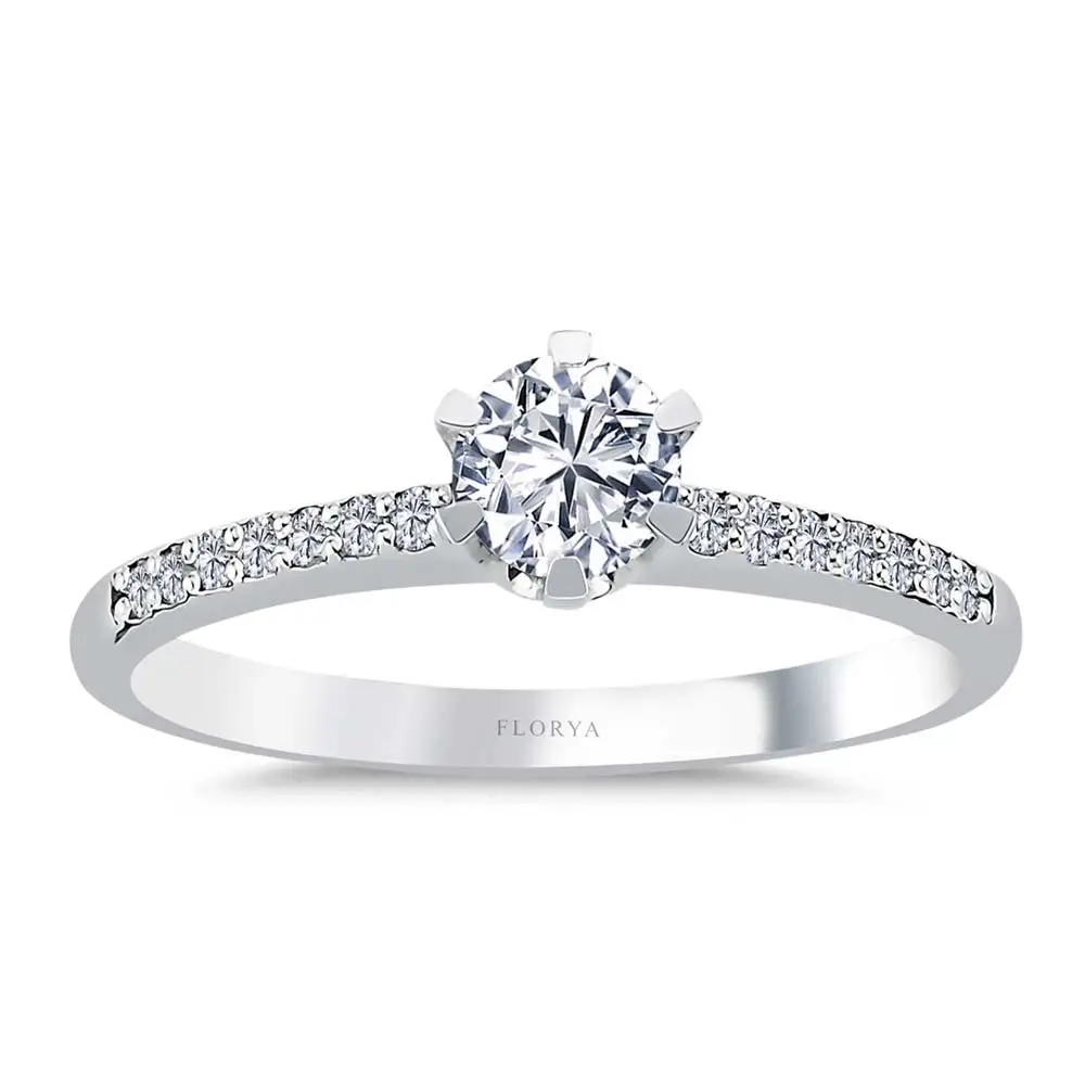 0,64 ct Pırlantalı 6 Tırnak Tektaş Yüzük